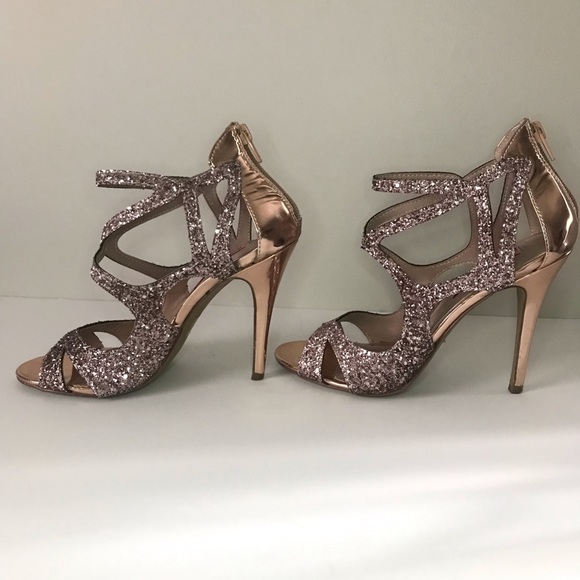 Betsey Johnson Raqui rose gold glitter heels size 7.5 - Picture 3 of 11